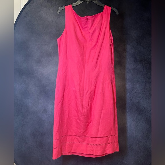 Linen Blend Jones New York Vibrant Pink Midi Dress - Picture 5 of 8